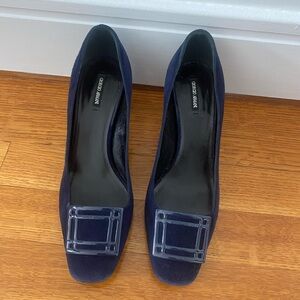 Blue velvet kitten heels Giorgio Armani